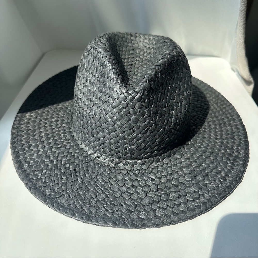 Madewell Black Braided Straw Fedora Hat - Picture 2 of 7
